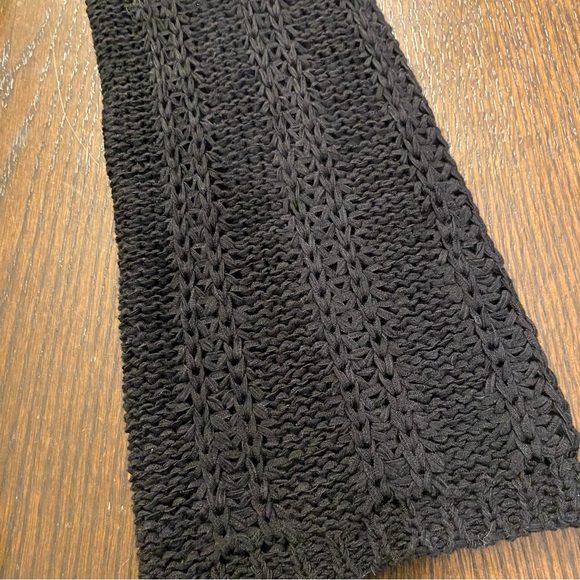 VTG Y2K Max Studio Black Open Knit Fringe V-neck Sweater Top Size Medium - Picture 6 of 9